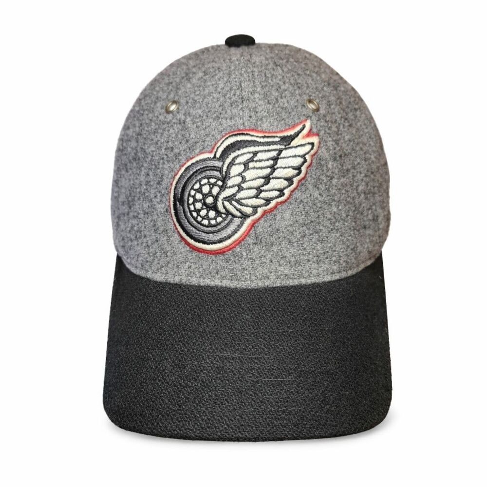 Detroit Red Wings Mitchell & Ness Wool Snapback Hat Gray Black NHL Cap L/XL